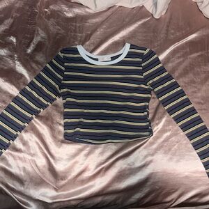 ROMWE Striped Long Sleeve Tee - Multicolor